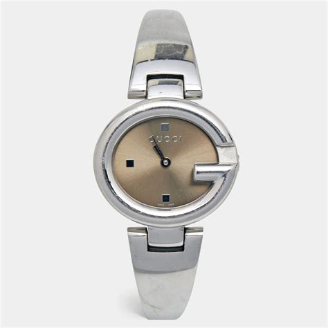 gucci brown guccissima 27mm watch on wrist